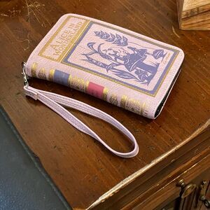 Lavender & Purple Alice In Wonderland Book Wallet ID Holder Fashion Wristlet